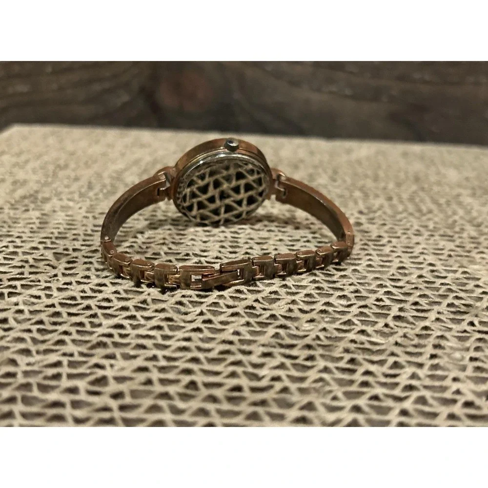 Geoffrey Beene Crystal Rose Gold Silver‎ Tone Women's Watch Working